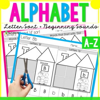 Alphabet House Letter Sort NO PREP Packet - Plus Beginning Sounds