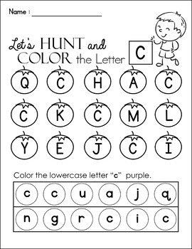 Alphabet Hunt, Alphabet Recognition and Color by MissMissG | TpT
