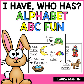 Preview of Alphabet I Have Who Has Game - Beginning Sounds Activities - Initial Sounds