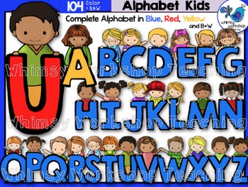 Preview of Alphabet Kids Clip Art (104 graphics) Whimsy Workshop Teaching