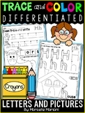 Alphabet LETTERS & PICTURES TRACING  WORKSHEETS- DIFFERENTIATED