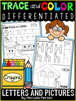 Preview of Alphabet LETTERS & PICTURES TRACING  WORKSHEETS- DIFFERENTIATED