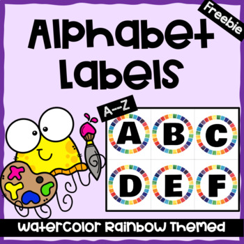 Preview of Watercolor Alphabet Labels A-Z  (Freebie)