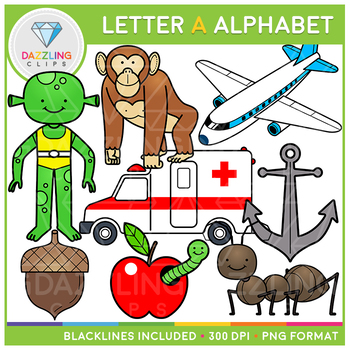 Alphabet Letter A Clip Art - Beginning Sounds by Dazzling Clips | TPT