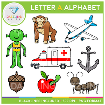 Alphabet Letter A Clip Art - Beginning Sounds by Dazzling Clips | TPT