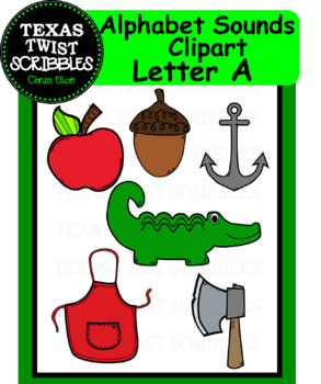 Preview of Beginning Letter Sound Clipart Letter A Long and Short {Texas Twist Scribbles}