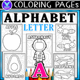 Alphabet Letter A Vocab Coloring Page & Writing Paper Art 