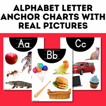 Preview of Alphabet Letter Anchor Charts with Real Pictures: Engage, Explore, and Learn!