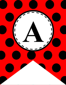 Alphabet Letter Banner Red And Black Polka Dot