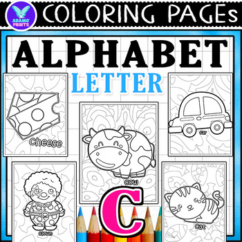 Alphabet Letter C Vocab Coloring Page & Writing Paper Art ELA ...