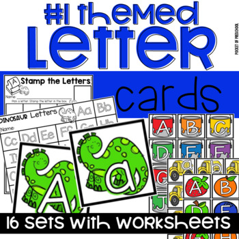 Preview of Alphabet Letter Cards Themes Set #1 & Worksheets for Preschool, Pre-K, & Kinder