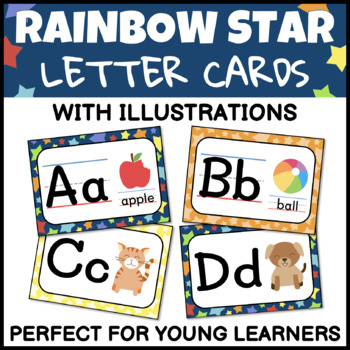 Alphabet Wall Cards / Word Wall Cards in Rainbow Theme by Apples