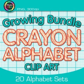 Preview of Alphabet Letter Clipart Images: 20 Sets of Crayon Effect Clip Art, Transparent