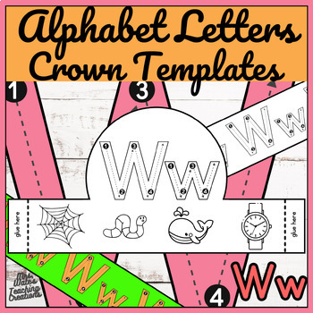Preview of Beginning Sounds Crown Craft & Letter Ww Whale & Walrus Animal Headband Activity