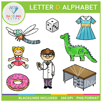 Alphabet Letter D Clip Art - Beginning Sounds by Dazzling Clips | TpT