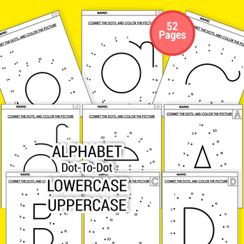 Preview of Alphabet Letter Dot to Dot a To Z Uppercase and Lowercase Alphabet
