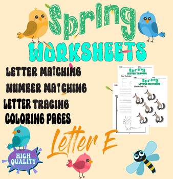 Preview of Alphabet Letter E-Homeschool,Spring Worksheet,Preschool Worksheets Kindergarten