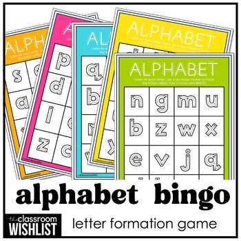 Alphabet Letter Formation Bingo Game | Lowercase Letter Tracing | TPT