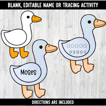 Alphabet Letter G Build a Goose Craft and Tracing Activity Editable Name