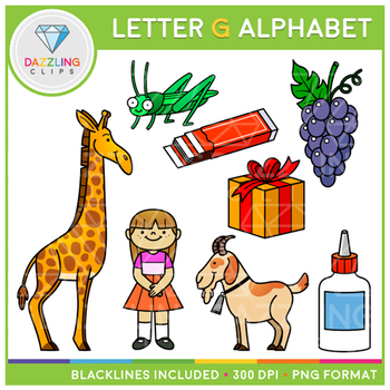 Alphabet Letter G Clip Art - Beginning Sounds by Dazzling Clips | TpT