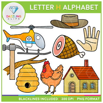 Alphabet Letter H Clip Art - Beginning Sounds by Dazzling Clips | TPT