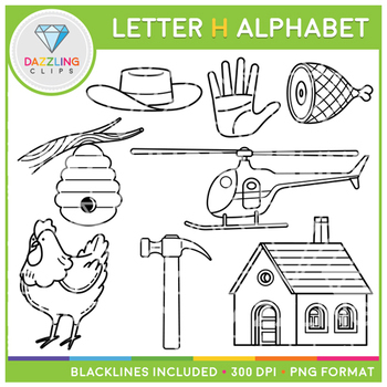 Alphabet Letter H Clip Art - Beginning Sounds by Dazzling Clips | TPT