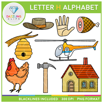 Alphabet Letter H Clip Art - Beginning Sounds by Dazzling Clips | TPT