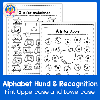 Alphabet Letter Hunt Worksheets: Uppercase and Lowercase Preschooler and K
