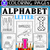 Alphabet Letter I Vocab Coloring Page & Writing Paper Art 