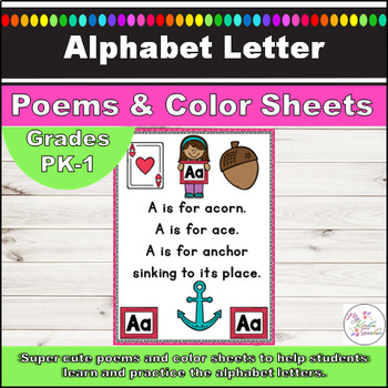 Alphabet Letter Identification Poems Posters and Color Sheets | TPT