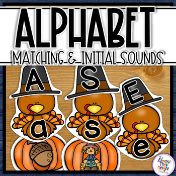 Preview of Thanksgiving Alphabet Matching and Initial Sound Matching Activity