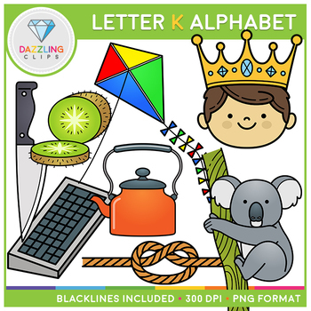 Alphabet Letter K Clip Art - Beginning Sounds by Dazzling Clips | TPT