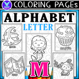 Alphabet Letter M Vocab Coloring Page & Writing Paper Art 