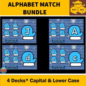 Preview of Alphabet Letter Match Bundle- Winter Mittens- Capital & Lower Case- BOOM cards
