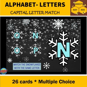 Preview of Alphabet Letter Match- Capital Letters- Snowflakes- BOOM cards