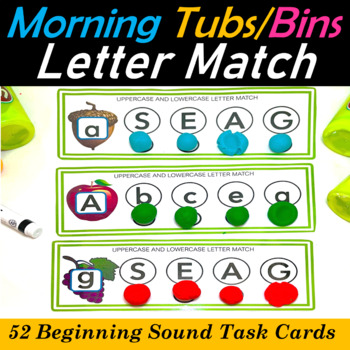 Preview of Alphabet/ Letter Recognition Fine Motor Task Cards Work bins, Morning tubs