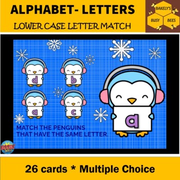 Preview of Alphabet Letter Match- Lower Case Letters- Penguins- BOOM cards