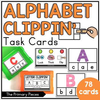 Preview of Alphabet Letter Matching Clip It Alphabet Task Box Cards