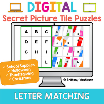 Preview of Alphabet Letter Matching Digital Secret Picture Tile Puzzles
