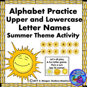 Preview of Alphabet - Letter Names Practice - Summer/Sun Theme