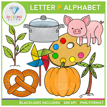 Alphabet Letter P Clip Art - Beginning Sounds by Dazzling Clips | TpT