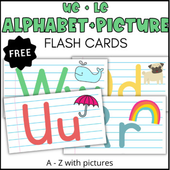 Preview of Alphabet Letter & Picture Flash Cards | Uppercase & Lowercase Letters | Low-Prep
