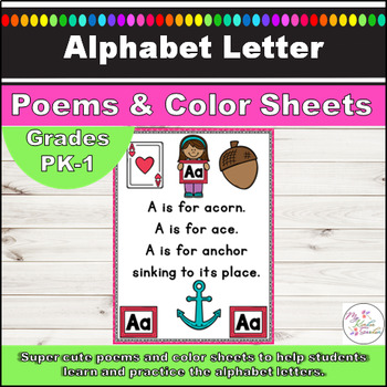 Alphabet Letter Poems Posters and Color Sheets by My Kinder Garden