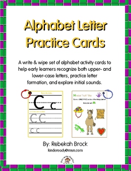 Preview of Alphabet Letter Practice Cards: A Write & Wipe Activity for Early Learners