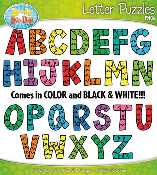 Preview of Alphabet Letter Puzzles Clipart {Zip-A-Dee-Doo-Dah Designs}