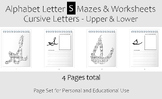 Alphabet Letter S Maze and Activity Sheets - Cursive (Uppe