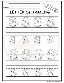 Alphabet Letter S Tracing Writing Recognition Worksheets Printable or ...