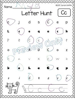 Alphabet Letter Search Worksheets A-Z by Little Learning Corner