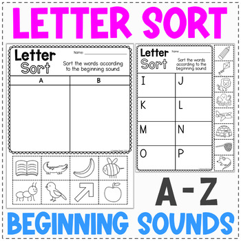 Preview of Alphabet Letter Sort Worksheets | Beginning Sounds Practice | Alphabet Review