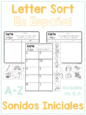 Alphabet Letter Sort Worksheets | En Español | Sonidos Ini